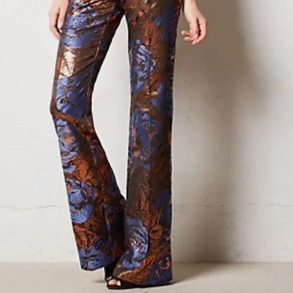 Anthropologie Leifsdottir Metallic Brocade Jacquard Trousers Sz 8 Worn Once - Picture 2 of 13
